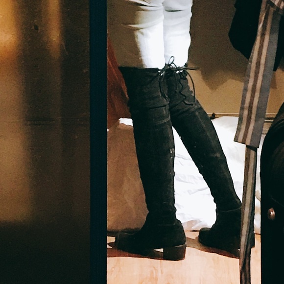 Stuart Weitzman Midland Boots Black Suede (fit 9) - Picture 2 of 8